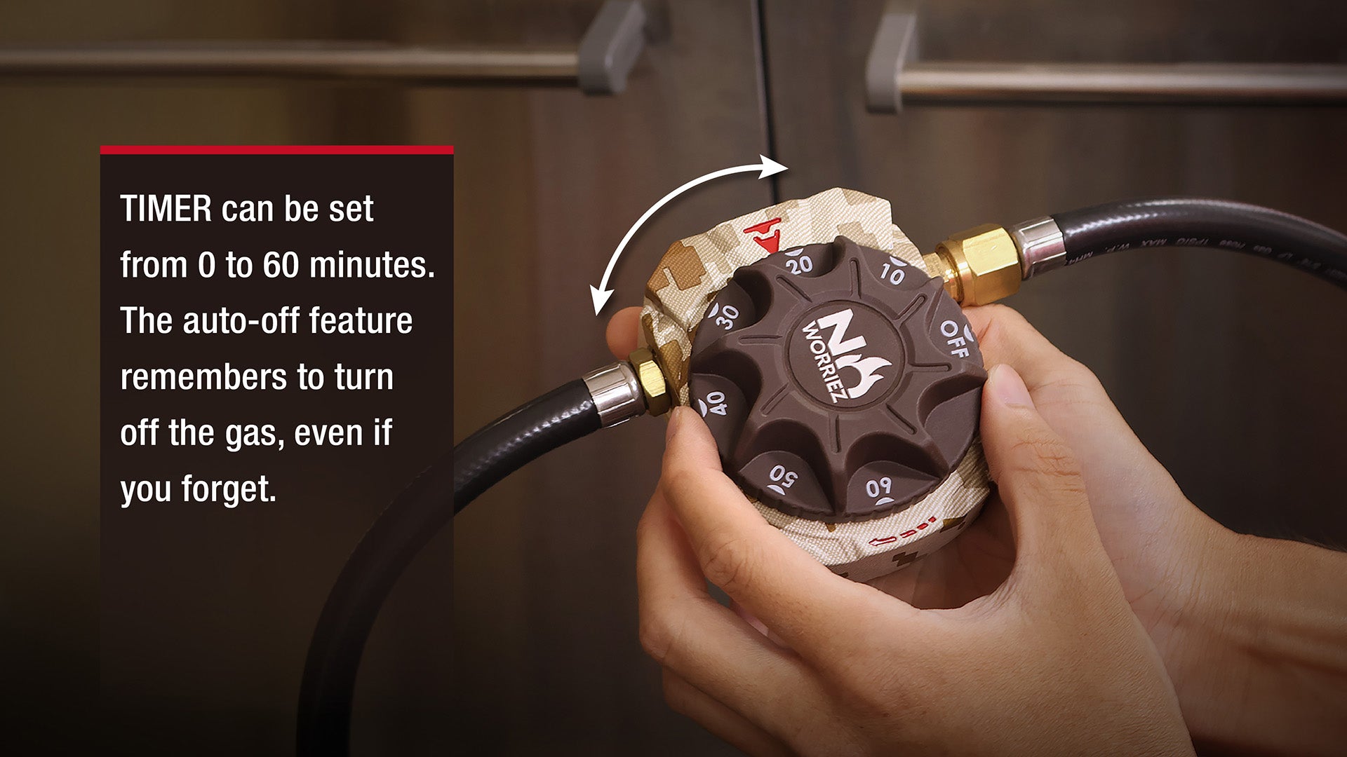 twist the knob to set the timer up to 60 minutes and automatically shut-off on time