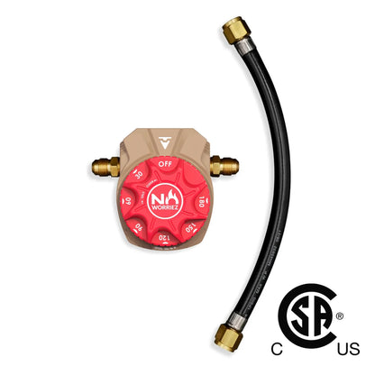 3 Hour Mechanical Gas Timer Dual 3/8″ Male Flare ASSY. Kit (Golden Beige / Origin) No Worriez Outdoor Grilling