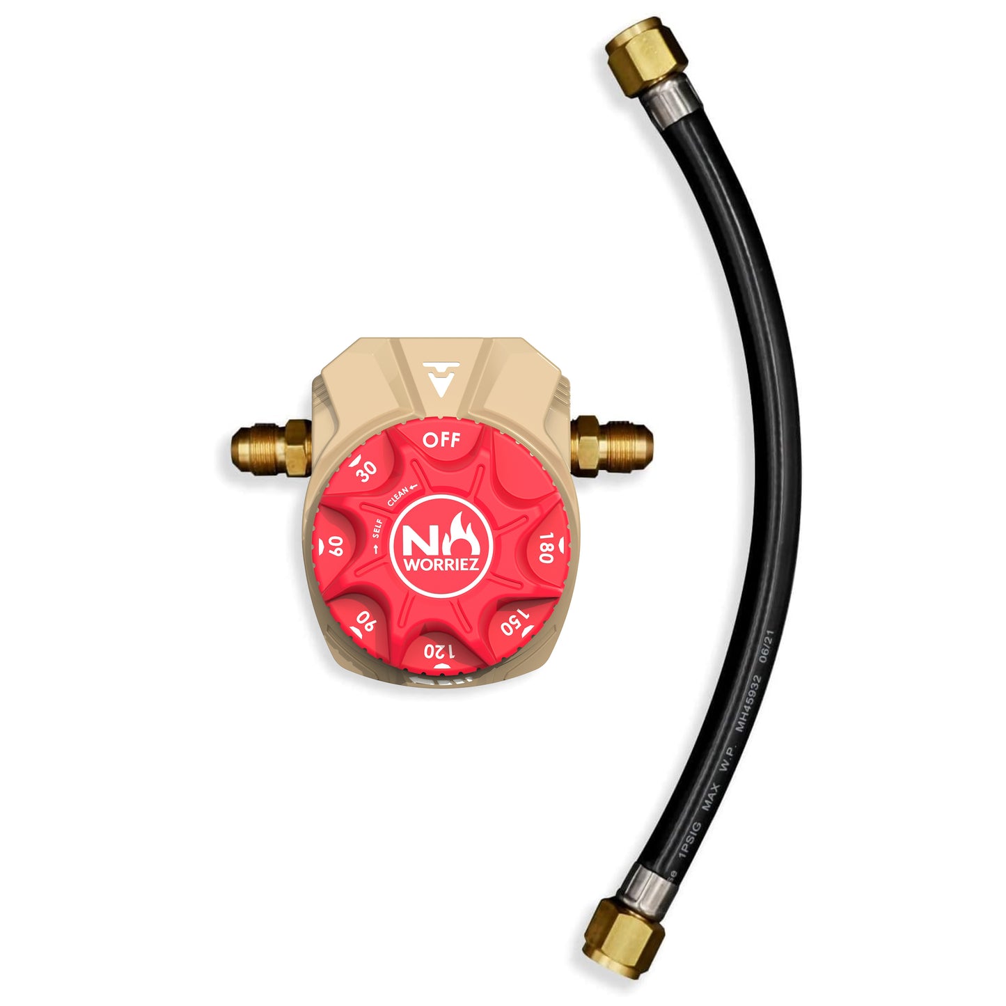 3 Hour Mechanical Gas Timer Dual 3/8″ Male Flare ASSY. Kit (Golden Beige / Origin)