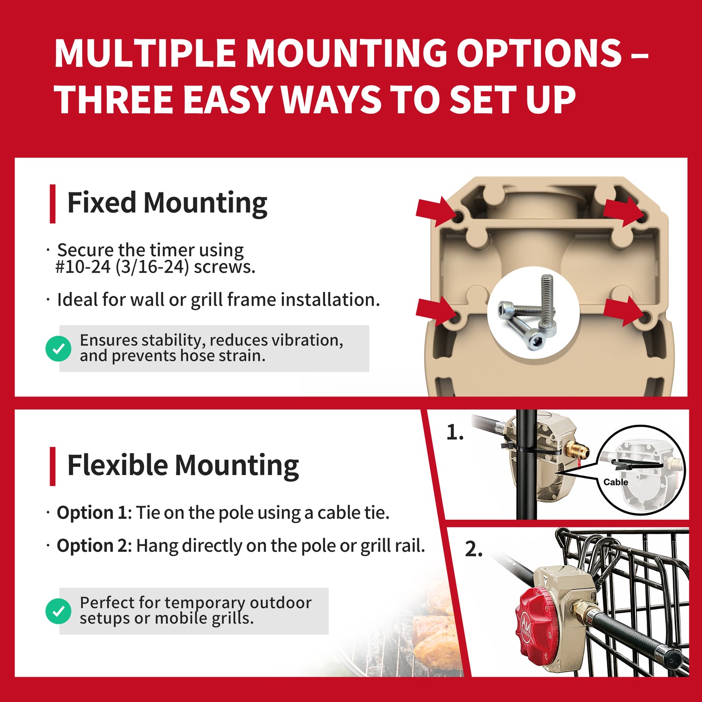 3 Hour Mechanical Gas Timer Dual 3/8″ Male Flare ASSY. Kit (Golden Beige / Origin)