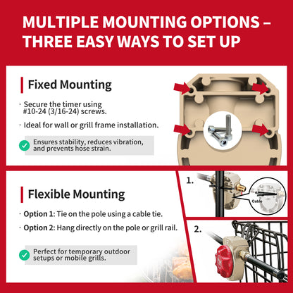 3 Hour Mechanical Gas Timer Dual 3/8″ Male Flare ASSY. Kit (Golden Beige / Origin)