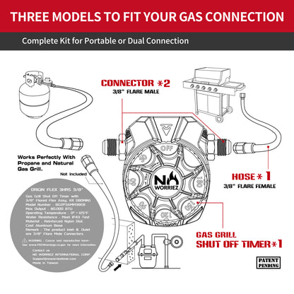 3 Hour Mechanical Gas Timer Dual 3/8″ Male Flare ASSY. Kit (Golden Beige / Origin)